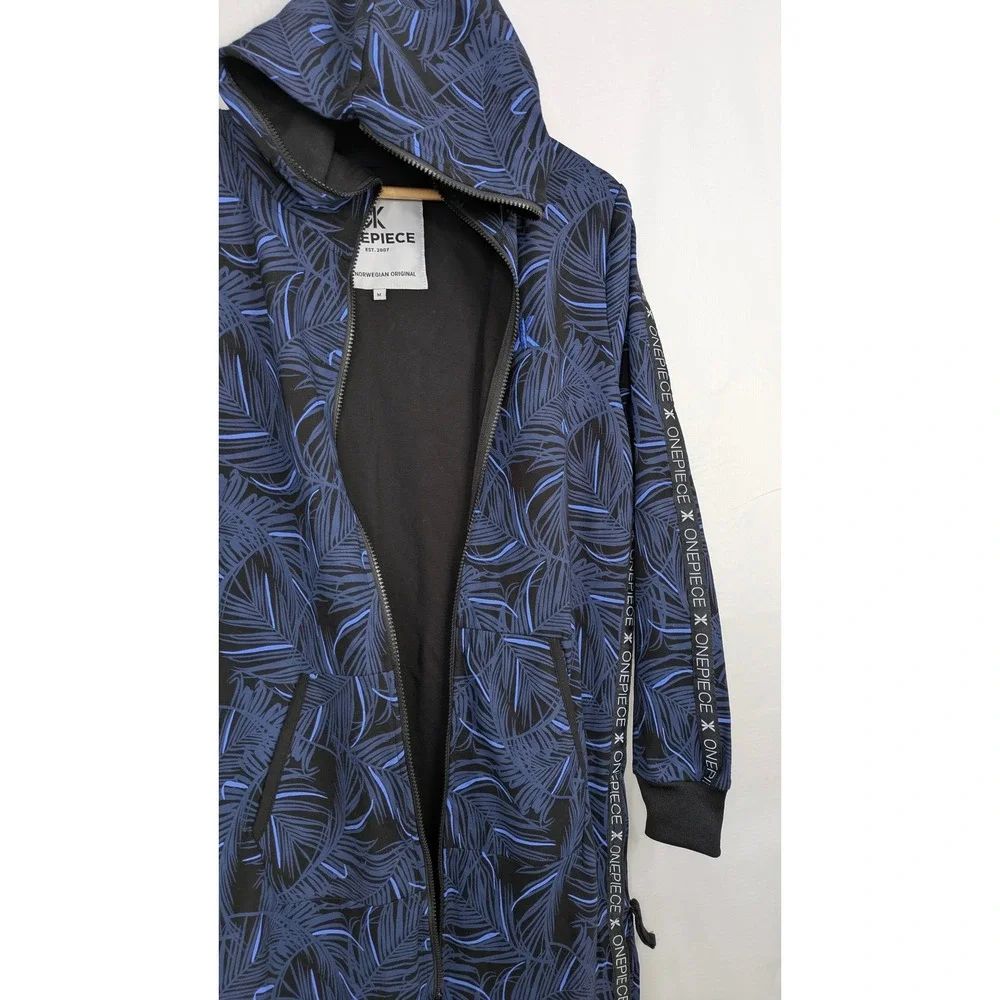 OnePiece Norwegian Original Jumpsuit Medium Blue Leaf Hooded Zip One Piece - Picture 11 of 16
